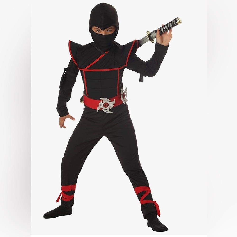 Superhero Ninja Costume - Black and Red - Picture 2 of 6